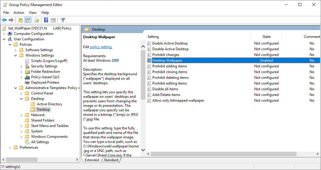 DeployHappiness | Setting the Desktop Wallpaper Background with Group Policy